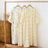 Autumn and Winter Thickened Cotton Nightdress, Air-Layer Quilted Nursing Dress, Long-Sleeved Midi-Length Homewear Dress, Pajamas