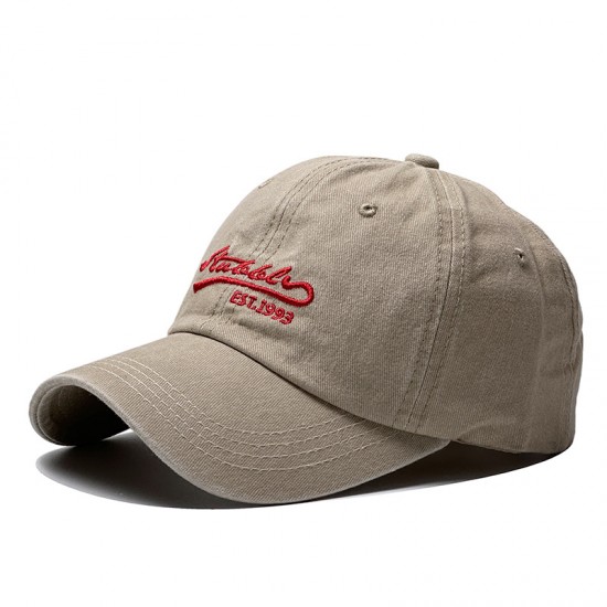 Cross-border washed embroidered lettered baseball hats, versatile casual and fashionable men's and women's baseball caps, washed and distressed sun hats