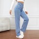 2025 new cross-border European and American high-waisted washed women's jeans, Amazon's fashionable and versatile long straight-leg pants.