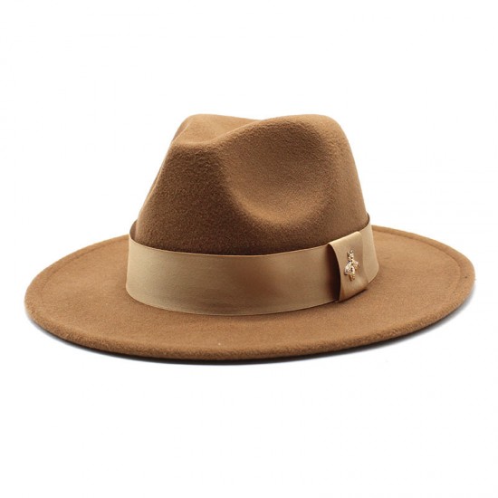 20 21 Autumn and Winter Wide-Brimmed Hats, Fashionable Wool Flat-Brimmed Men's and Women's Wool Panama Jazz Fedora