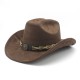 Thickened hardtop cowboy hat, dopamine suede, curved brim hat, French cross-border wholesale, ethnic style.