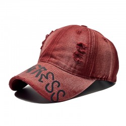 American Retro Distressed Baseball Cap for Women, All-Season Versatile Wide-Brim Ripped Baseball Cap, Outdoor Curved-Brim Sunshade Hat for Men