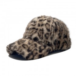 New plush leopard print warm baseball cap, Korean style, fashionable, versatile outdoor retro duck cap for women