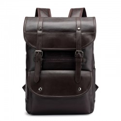 New cross-border men's backpacks, trendy retro men's business laptop backpacks, large-capacity waterproof leather travel backpacks