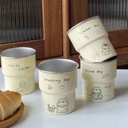 INS mint head puppy ceramic mug, creative cartoon hook coffee mug, spring water cup, 340ml