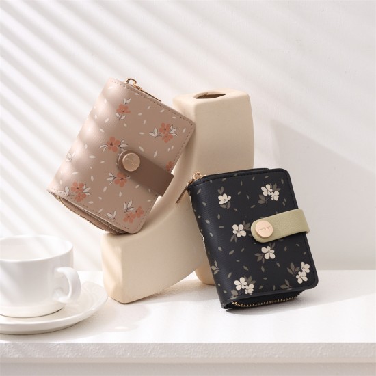 Cross-border Korean-style fashionable printed zippered accordion multi-card slot student wallet, women's wallet, ready for wholesale. Cross-border Korean-style fashionable printed zippered accordion multi-card slot student wallet, women's wallet, ready for wholesale.