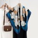 Spring and Autumn Influencer Style High-end Korean Colorblock Floral Print Silk Scarf, Fashionable Thin 90s Square Scarf for Women