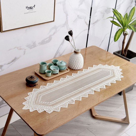 Retro pastoral crochet knitted hollow tablecloths, shoe cabinet lace embroidered tassel table runners, manufacturer and wholesale