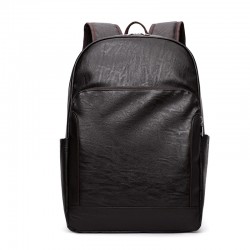 New cross-border men's PU leather backpack, simple and lightweight business travel bag, business casual, large capacity laptop bag