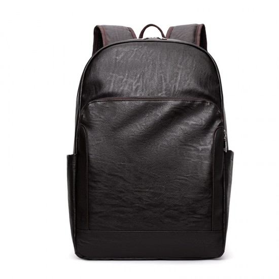 New cross-border men's PU leather backpack, simple and lightweight business travel bag, business casual, large capacity laptop bag