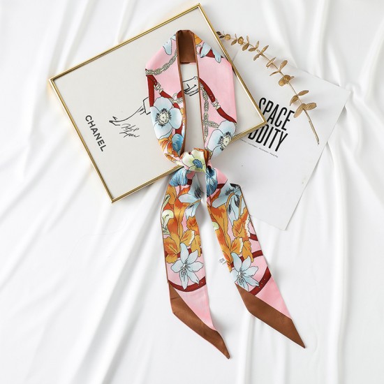 Long silk scarves for women, sweet, imitation silk print, ribbons for hairbands, elegant bags, ribbons, wholesale small silk scarves Long silk scarves for women, sweet, imitation silk print, ribbons for hairbands, elegant bags, ribbons, wholesale small silk scarves