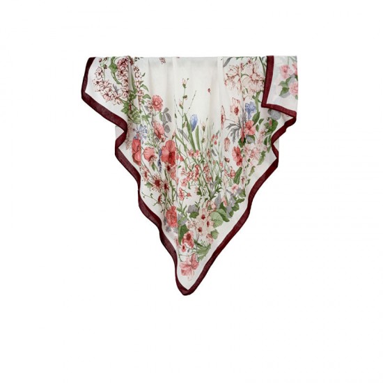 Korean thin, fashionable, elegant silk scarves, 90cm, garden print, neck support, versatile square scarves for women, wholesale scarves. Hair