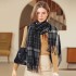 2023 new Wholesale plaid scarves for autumn and winter, faux cashmere tassel scarves for women, European and American street style, thickened and warm neckbands.