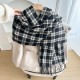 Gentle, luxurious plaid scarf for women in autumn and winter, with a dry rose pink faux cashmere tassel, wholesale.
