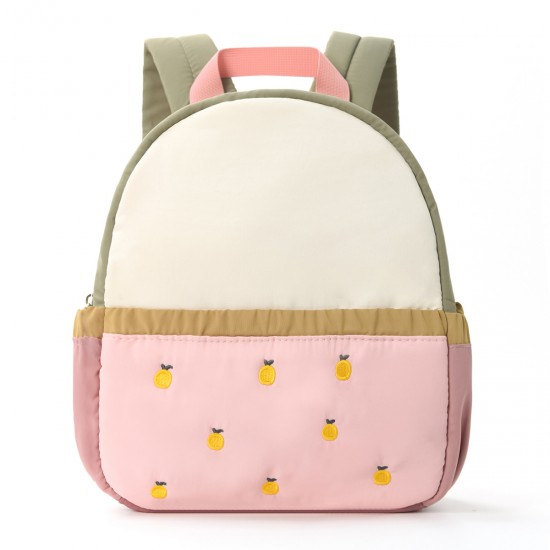 Feihong cross-border children's backpack with color-blocked cute apple embroidery, kindergarten backpack, and baby mini travel backpack