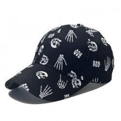 New cross-border skull-print baseball caps for men, outdoor personalized graffiti sun hats for women, casual sun protection and visor caps.