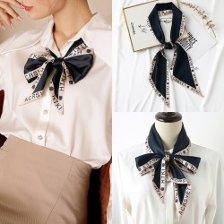 2025 spring and summer long silk scarf, luxury retro ribbon, lettered bag, polka dot neck scarf for women Small square scarf