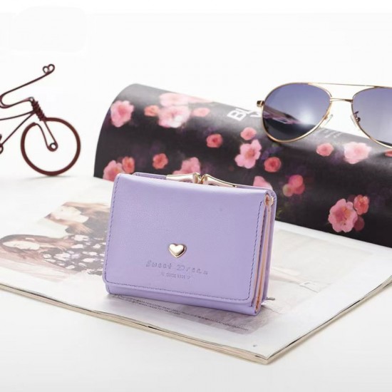 New Women's Short Wallet, Korean Student Style, Cute Mini Folding Wallet with Multiple Card Slots