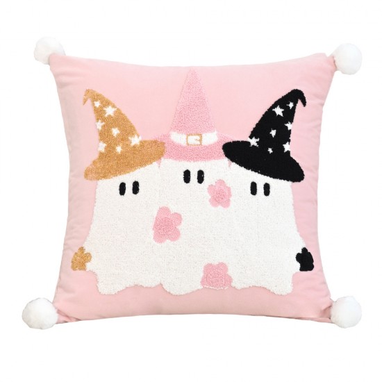 Cross-border Nordic ins hot-selling Halloween cute ghost embroidered lace cushion cover, home sofa decoration Cross-border Nordic ins hot-selling Halloween cute ghost embroidered lace cushion cover, home sofa decoration