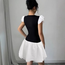 Women's Lace-Up Floral Slip Dress with Cross Ties, Backless, Waist-Stretching, Slimming Print, Sexy Sleeveless Mini Skirt
