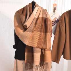 2025 new winter women's scarf, faux cashmere knitted colorblock shawl, trendy Korean-style, thickened, warm, versatile long neckerchief.