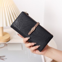 New cross-border women's long wallet, Korean style, fresh and simple, zippered and clasp, multifunctional, large capacity, clutch, coin purse.