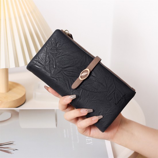 New cross-border women's long wallet, Korean style, fresh and simple, zippered and clasp, multifunctional, large capacity, clutch, coin purse.