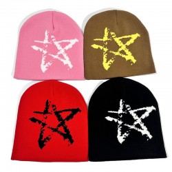 Cross-border New Five-pointed Star Hat, Fall/Winter Korean Fashion, Versatile Beanie, Fall/Winter Cold Protection and Warm Knitted Hat Trend