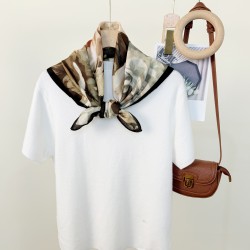 Korean Spring and Autumn New Fashion Personalized Print Square Scarf, Luxury Women's Fashionable and Elegant Thin 68cm Square Scarf