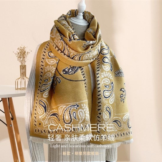 New women's scarf, winter office nap blanket, faux cashmere tassel warm scarf, thickened.