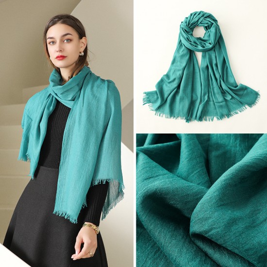 2025 Spring/Summer new silk scarf, fashionable sunscreen, long beach scarf, solid color cotton and linen silk scarf, wholesale
