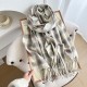 Gentle, luxurious plaid scarf for women in autumn and winter, with a dry rose pink faux cashmere tassel, wholesale.