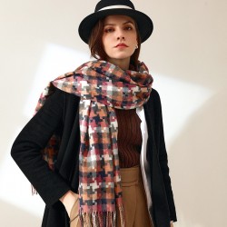 2023 new plaid scarf for women, winter mid-length tassel shawl, fashionable street style faux cashmere warm scarf for men.
