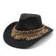 Cross-border retro ethnic-style tassel felt hat, jazz flat-brimmed hat for men and women, British woolen hat