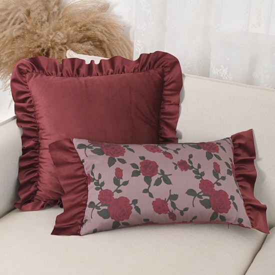 Cross-border Nordic ins gray embossed flower pillowcase (not including pillow core), light luxury jacquard pillow with lace on both sides Cross-border Nordic ins gray embossed flower pillowcase (not including pillow core), light luxury jacquard pillow with lace on both sides