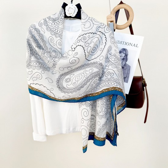 Korean retro cashew nut print personalized scarf for women, stylish and elegant travel accessory, cotton and linen long scarf Korean retro cashew nut print personalized scarf for women, stylish and elegant travel accessory, cotton and linen long scarf