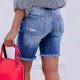 2025 Amazon Cross-Border Slim-Fit Buttoned Denim Shorts: Streetwear Ripped Raw-Edged Skinny Shorts for Women