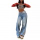 2025 new European and American cross-border retro American-style long wide-leg pants, hot girl loose jeans, high-waist straight-leg pants
