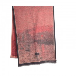 Autumn/winter stylish student outerwear, a beautiful sunset print shawl, a high-end, elegant Japanese and Korean fashion scarf.