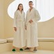 Men's double-layered, thickened, comfortable cotton velvet nightgown, men's, winter long plus-size, jacquard flannel bathrobe. Autumn