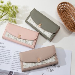 New women's wallet, long clutch, Japanese and Korean fashion print, fresh and stylish tri-fold wallet, multifunctional bag