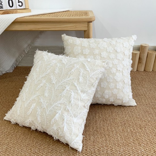 French luxury 3D lace embroidered pillow, ins cotton and linen embossed butterfly and feather, girly sofa cushion French luxury 3D lace embroidered pillow, ins cotton and linen embossed butterfly and feather, girly sofa cushion