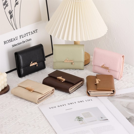 New Lovebu women's short wallet, Japanese-Korean style, simple, foldable, multifunctional card holder, student coin purse, in stock for wholesale.