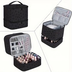 Best-selling cross-border double-layer Heightened cosmetic bag with storage, large capacity, portable toiletries, cosmetic bag, nail polish storage bag