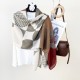 Fashionable and stylish women's shawls, stylish and elegant, European and American cross-border high-quality geometric print silk scarves.