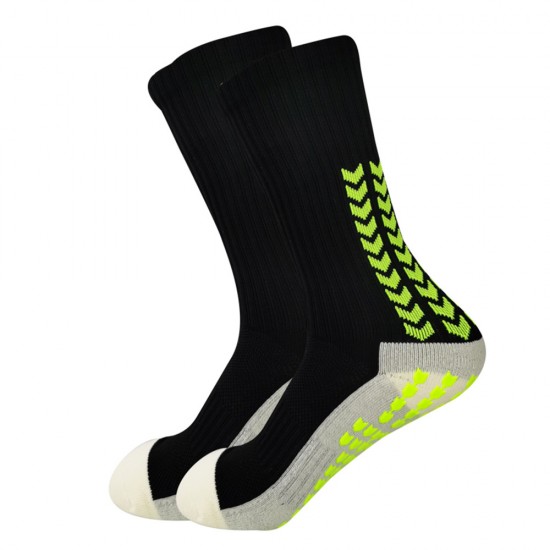 Wholesale adhesive-coated adult non-slip sports socks, thickened towel-soled soccer socks, cross-border sports socks.
