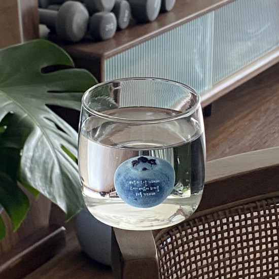 Korean INS natural style blueberry fruit glass, high-borosilicate heat-resistant milk cup. Simple, artistic breakfast cup