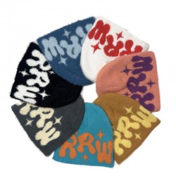 New faux mink knitted jacquard hats, in stock, cross-border hot-selling knitted hats, popular European and American beanie hats.