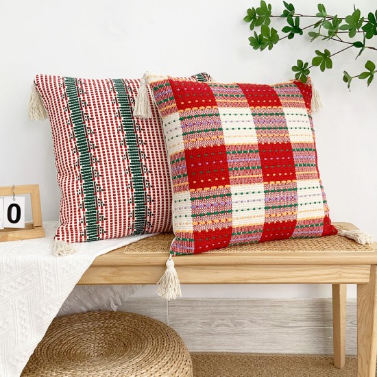 INS solid color saffron colored cotton and rowan flower throw pillowcases, handmade. Office sofa and chair lumbar pillows INS solid color saffron colored cotton and rowan flower throw pillowcases, handmade. Office sofa and chair lumbar pillows