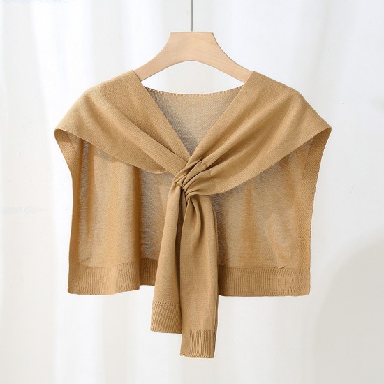2025 new air-conditioned room knitted shawls for women, decorative outerwear, Korean-style solid summer sunscreen shawls wholesale